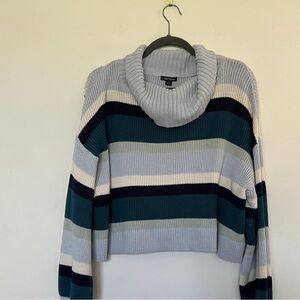 Striped Cowl Neck Sweater